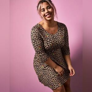 Torrid X Betsey Johnson Leopard Ponte Mini Skater Dress, Size 0x GUC